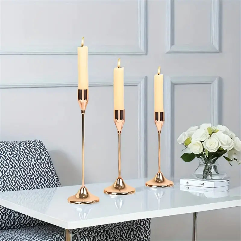 Candelabros dorados de lujo (3 piezas) - Tazzi