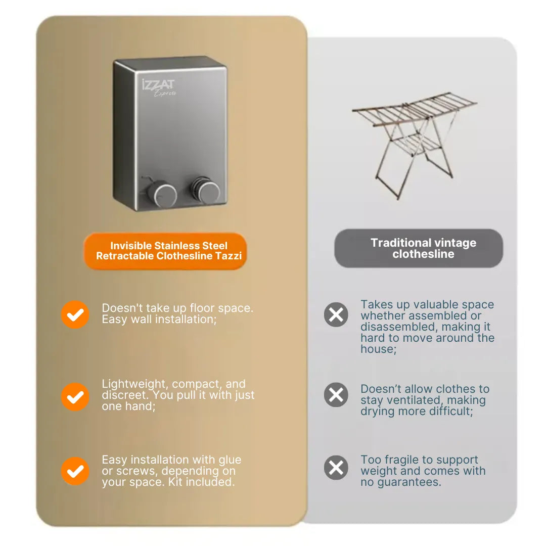 Premium Invisible Retractable Stainless Steel Clothesline - Tazzi