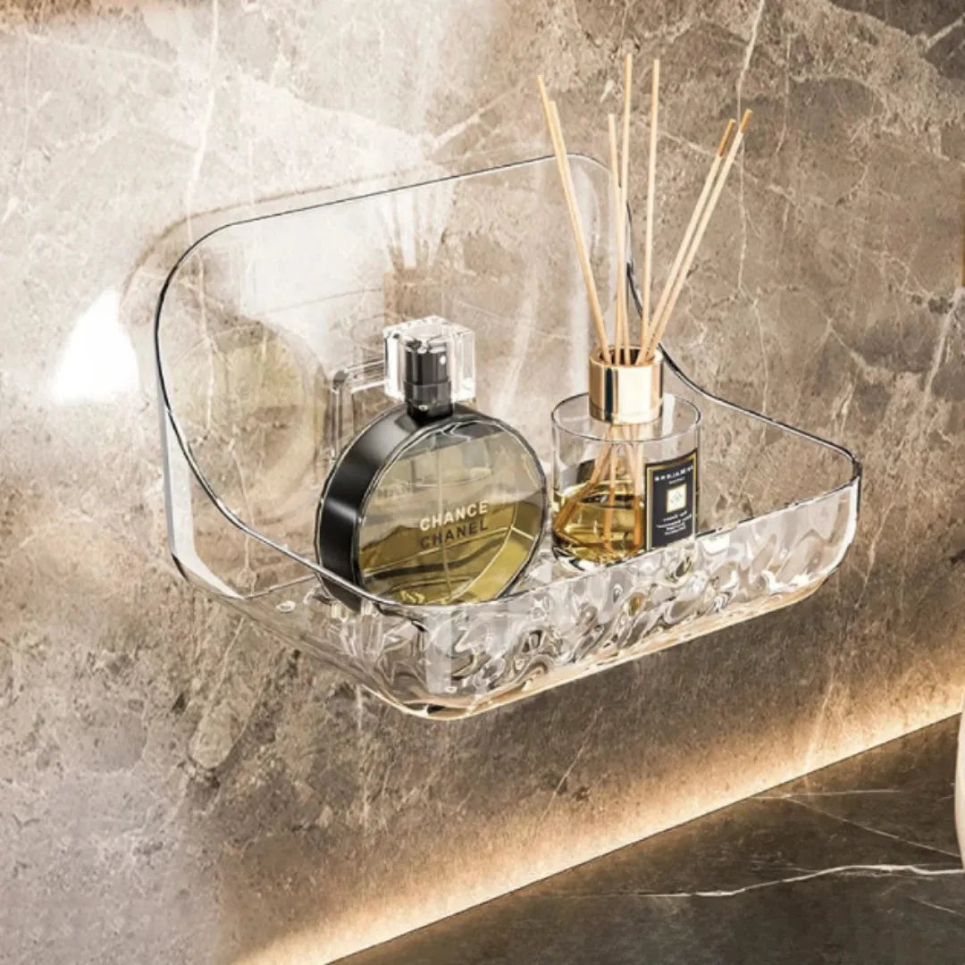 Estante de baño transparente sin agujeros - Tazzi 